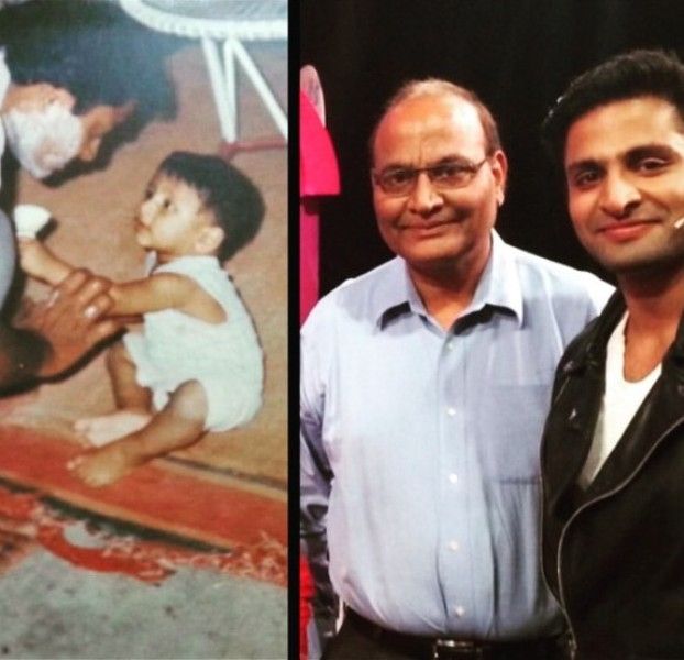 A collage of Vaibhav Tatwawadi when he was a child and now
