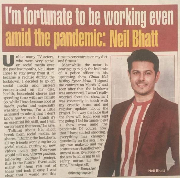 An article about Neil Bhatt published in a newspaper