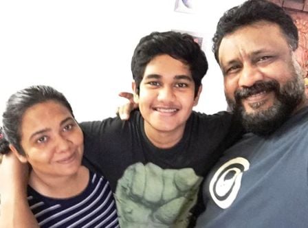 Anubhav Sinha With His Wife And Son