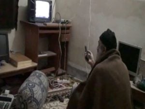 Osama Bin Laden watching TV in Abbottabad, Pakistan