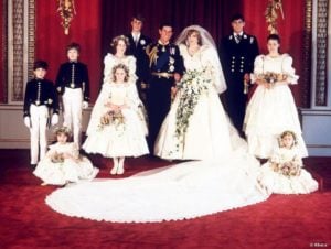 Princess Diana with Prince Charles on their wedding day