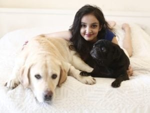 Aisha Chaudhary with her Pets