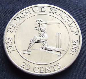Image of Don Bradman on 20 cents coin