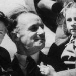 Don Bradman with his son and daughter