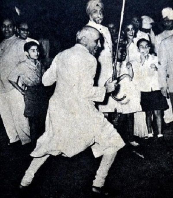 Jawaharlal Nehru Performing Sword Fight