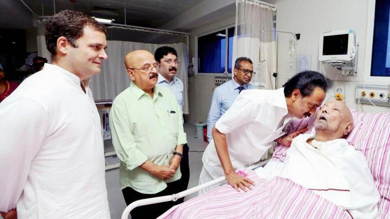 M Karunanidhi on 31 July 2018 in Kauvery Hospital, Chennai