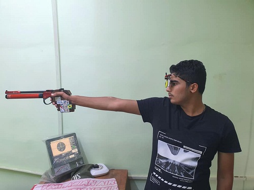 Saurabh Chaudhary while practising shooting