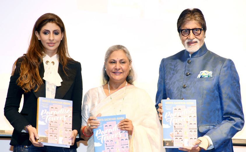 Shweta Bachchan Nanda With Her Parents During the Launch Of Her Book - Paradise Towers