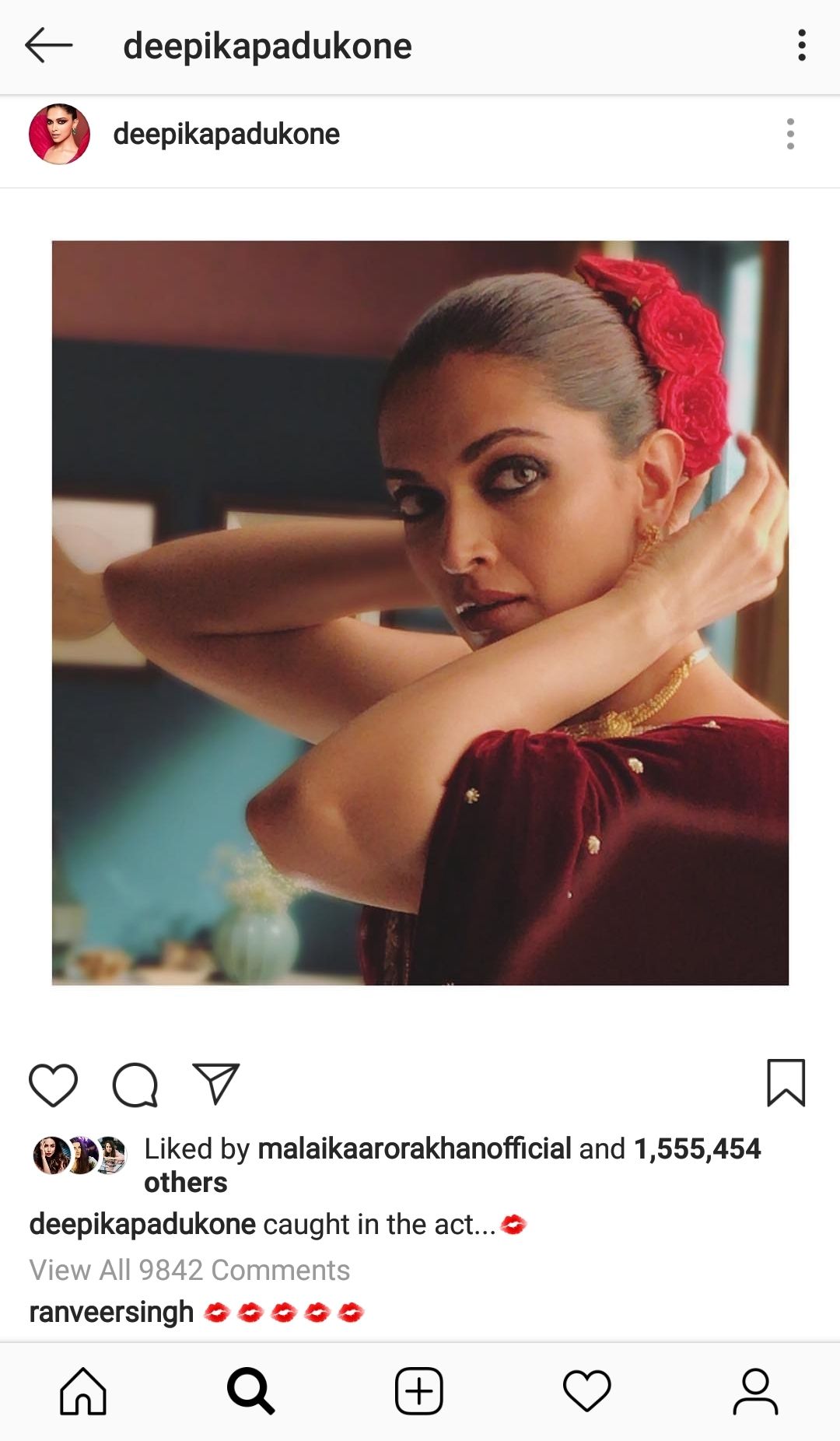 Ranveer Singh's comment on Deepika's Instagram post