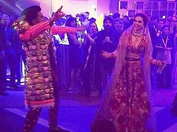 Deepika and Ranveer at the Mumbai wedding party
