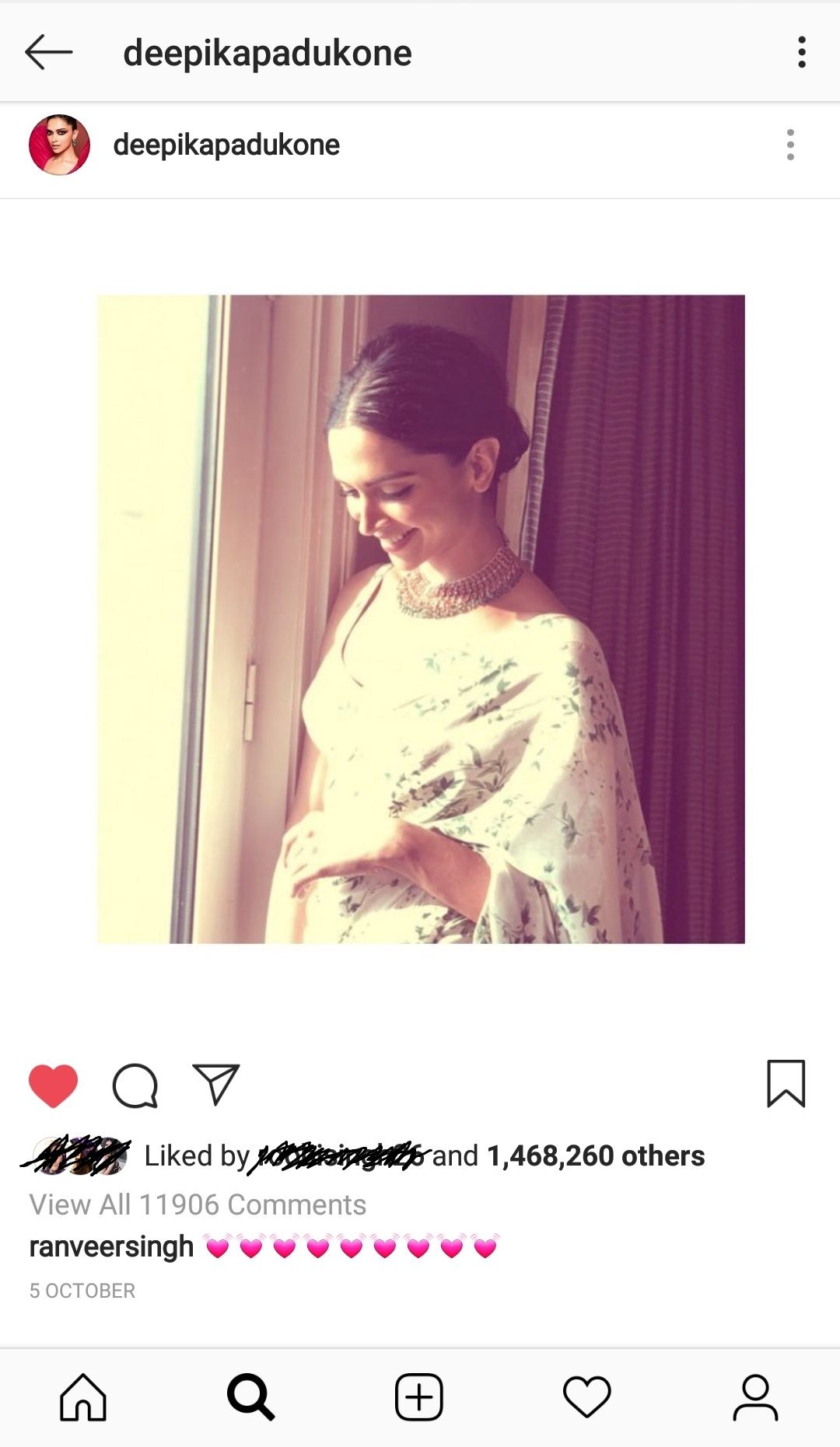 Ranveer Singh's comment on Deepika's Instagram post