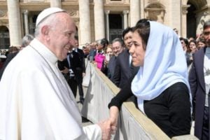 Nadia Murad meeting Pope Francis
