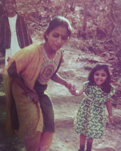 Bhoomi Trivedi with her mother in her childhood