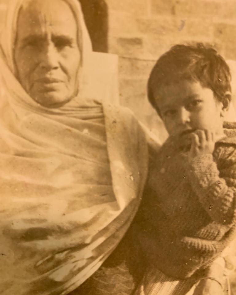 Childhood image of Vindu Dara Singh with his grandmother
