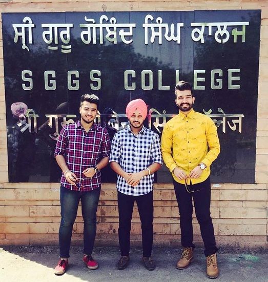 Davi Singh with his college friends Guri Singh and Sukh Kharoud
