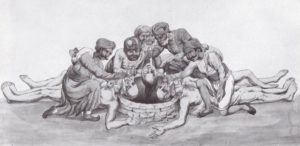 Thug Behram killing the victims along with his group (a painter's imagination)