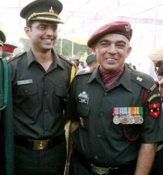 Manvendra Singh in Army uniform with Sachin Pilot