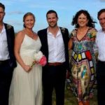 Lockie Ferguson with his parents, brother Mitch Ferguson, and sister-in-law Hayley Ferguson
