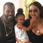 Chris Gayle with his partner and daughter