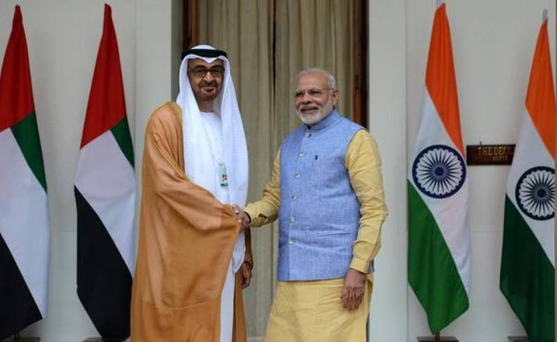 Crown Prince of Abu Dhabi General Sheikh Mohammed Bin Zayed Al Nahyan with Prime Minister Narendra Modi