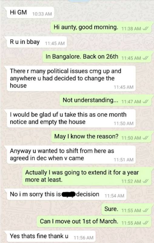 Kunal Kamra whatsapp conversation with his landlady