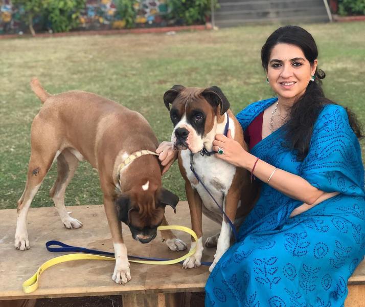 Shaina NC With Her Dogs Osho & Messi