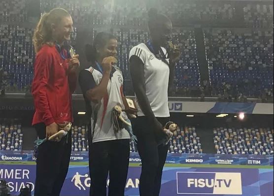 Dutee Chand With Her 100m Gold At World Universiade