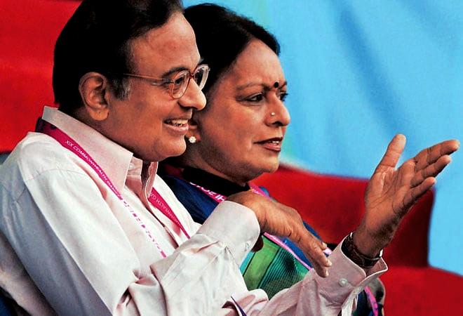 P. Chidambaram With His Wife Nalini Chidambaram