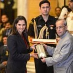 Sania Mirza Receiving Rajiv Gandhi Khel Ratna Award