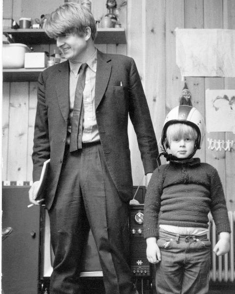 Boris Johnson as a child with his father, Stanley Johnson