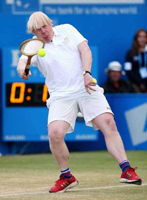 Boris Johnson playing Tennis