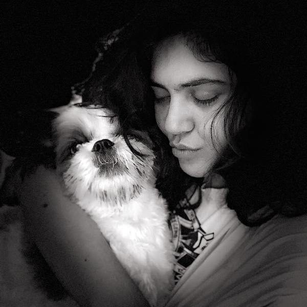 Sherin Shringar with her pet dog