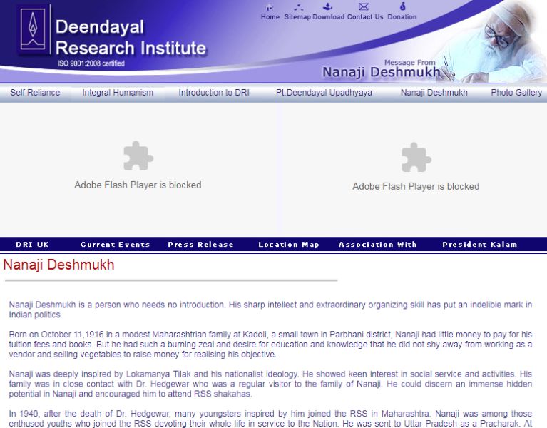 Nanaji Deshmukh founded the Deendayal Research Institute