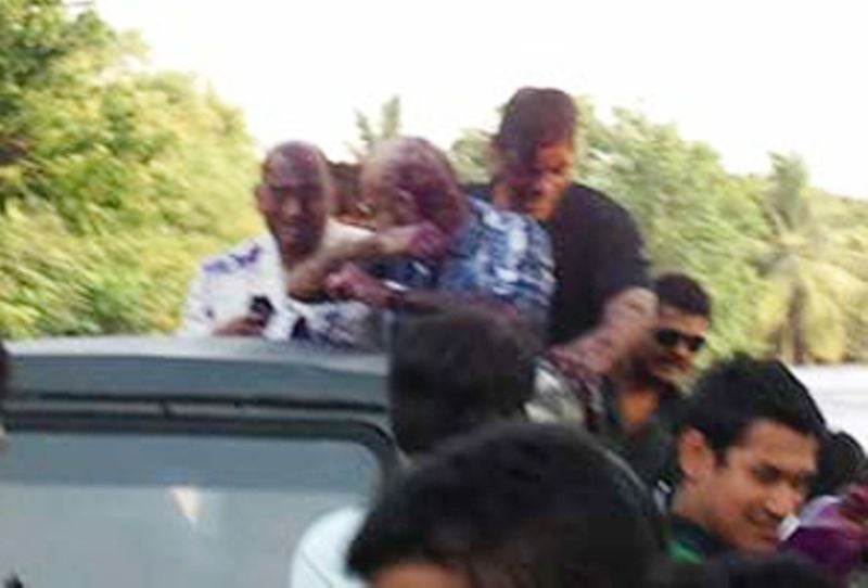 Raghu Ram's Face Blackened by the ABVP Activists