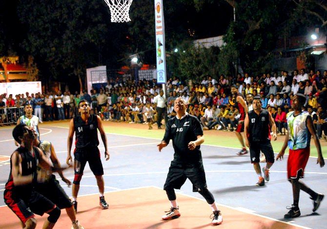 Rakesh Maria playing basketball