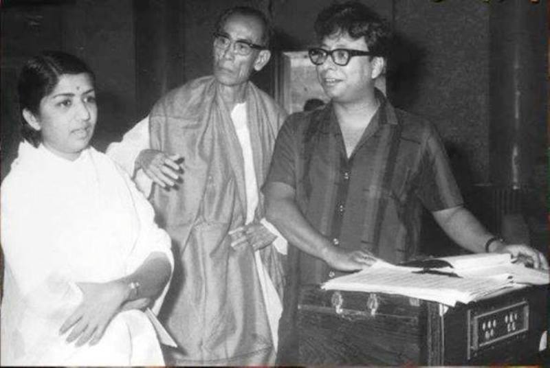 S. D. Burman with Lata Mangeshkar and R. D. Burman