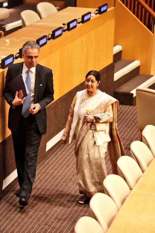Syed Akbaruddin With Sushma Swaraj at the United Nations
