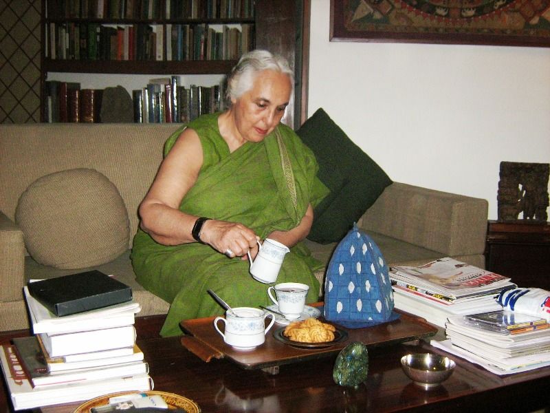 Romila Thapar Having Tea and Biscuits at Her House in Delhi
