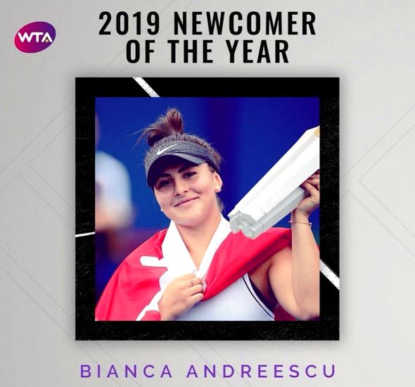 Bianca Andreescu named as the WTA 2019 Newcomer of the Year