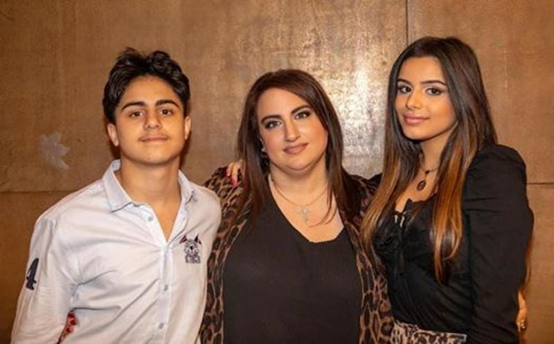Celina Sharma with her mother and brother