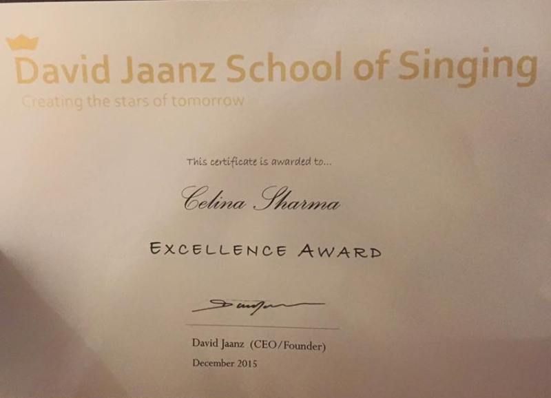 Certificate of Celina Sharma