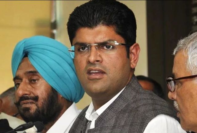Dushyant Chautala during a press conference