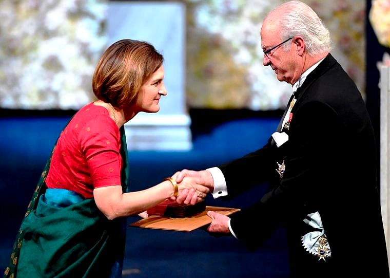 Esther Duflo receiving the Nobel Prize