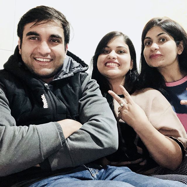 Lalit Shokeen with his sisters