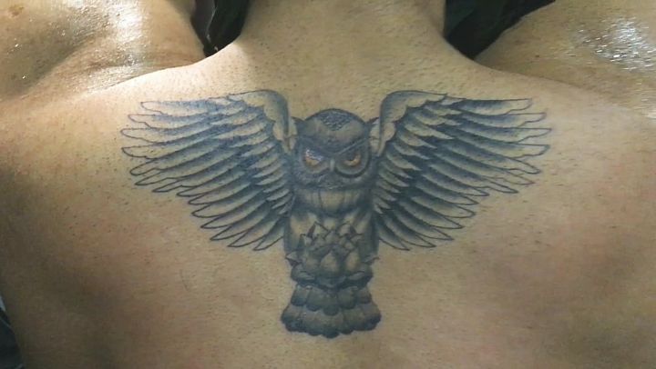 Paras Chhabra's owl tattoo