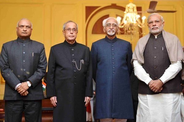 RK Mathur (extreme left) after being appointed as the CIC