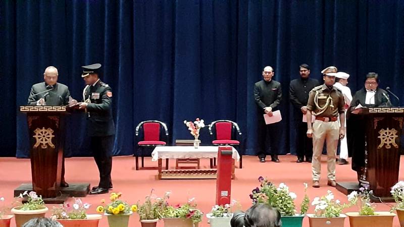 RK Mathur taking oath as the Lieutenant Governor of Ladakh