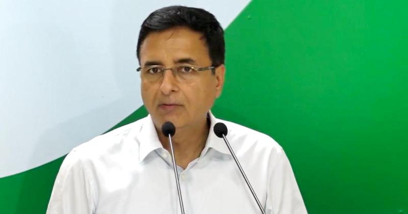 Randeep Surjewala at a press conference