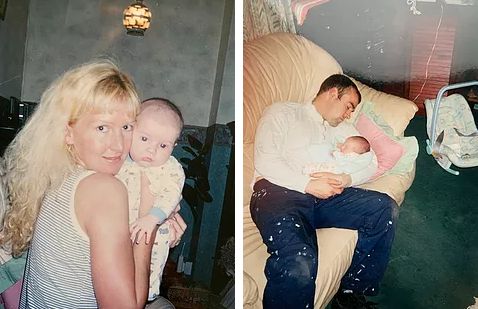 The old photos of Cometan with his mother and father