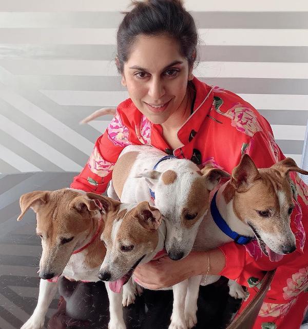 Upasana Kamineni with her dogs